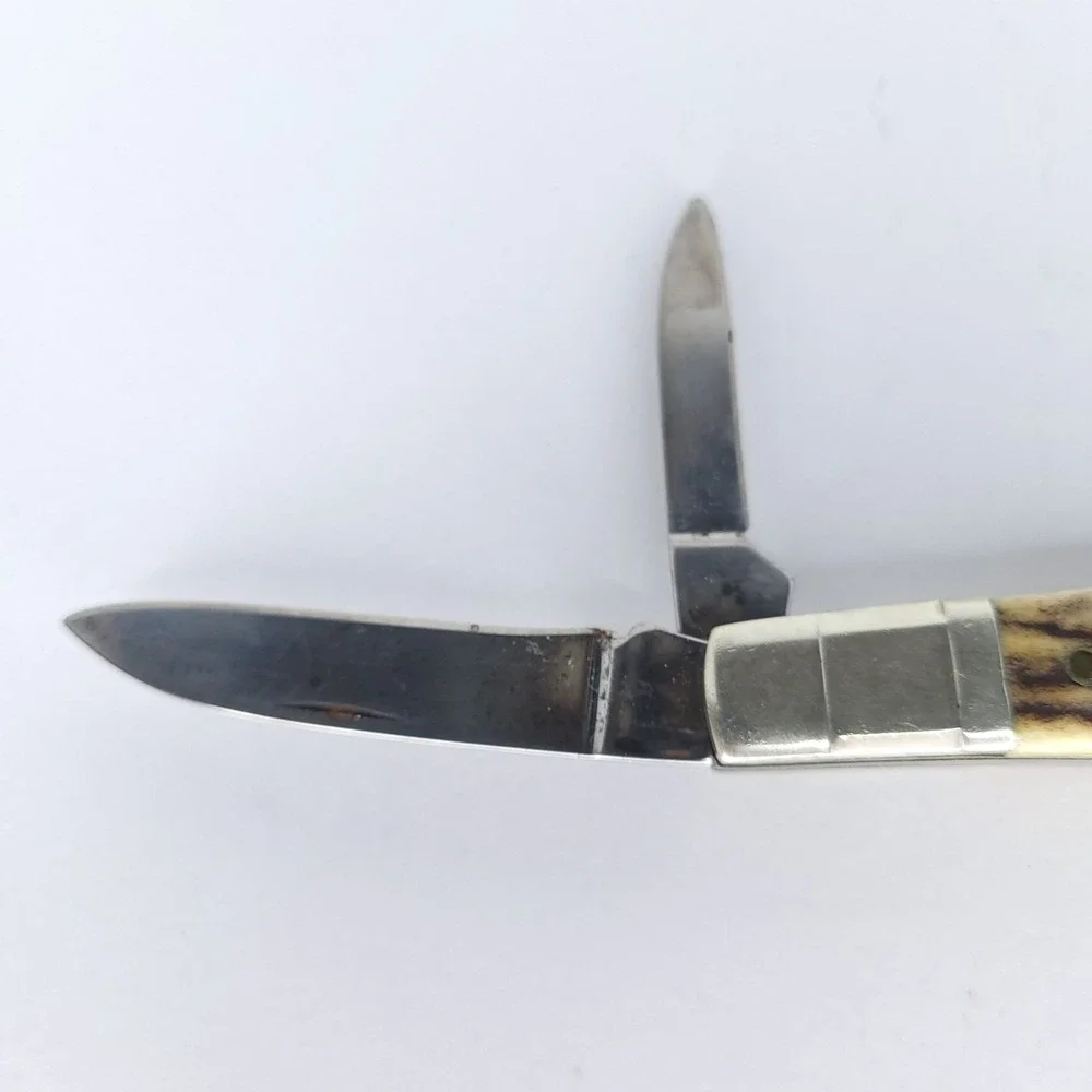 Vintage JA Henckels Congress Knife Jigged Stag Antler Scales on Handle